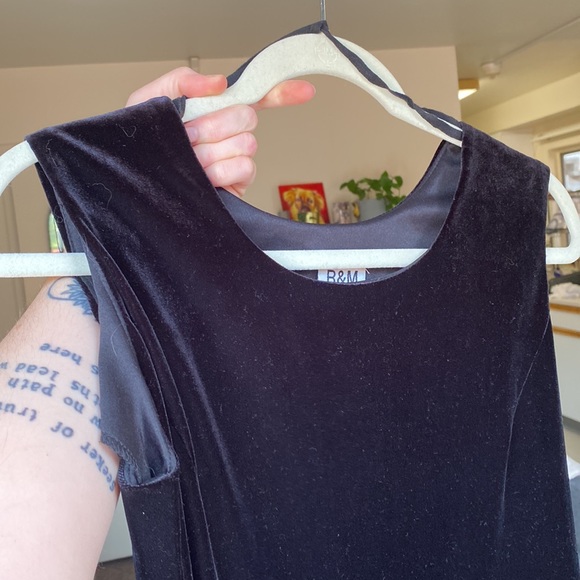 Vintage black velvet midi slip dress 90s - Picture 5 of 5